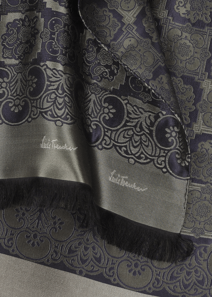 Luis Trenker Sciarpa In Seta Jacquard Modello Lufranzi