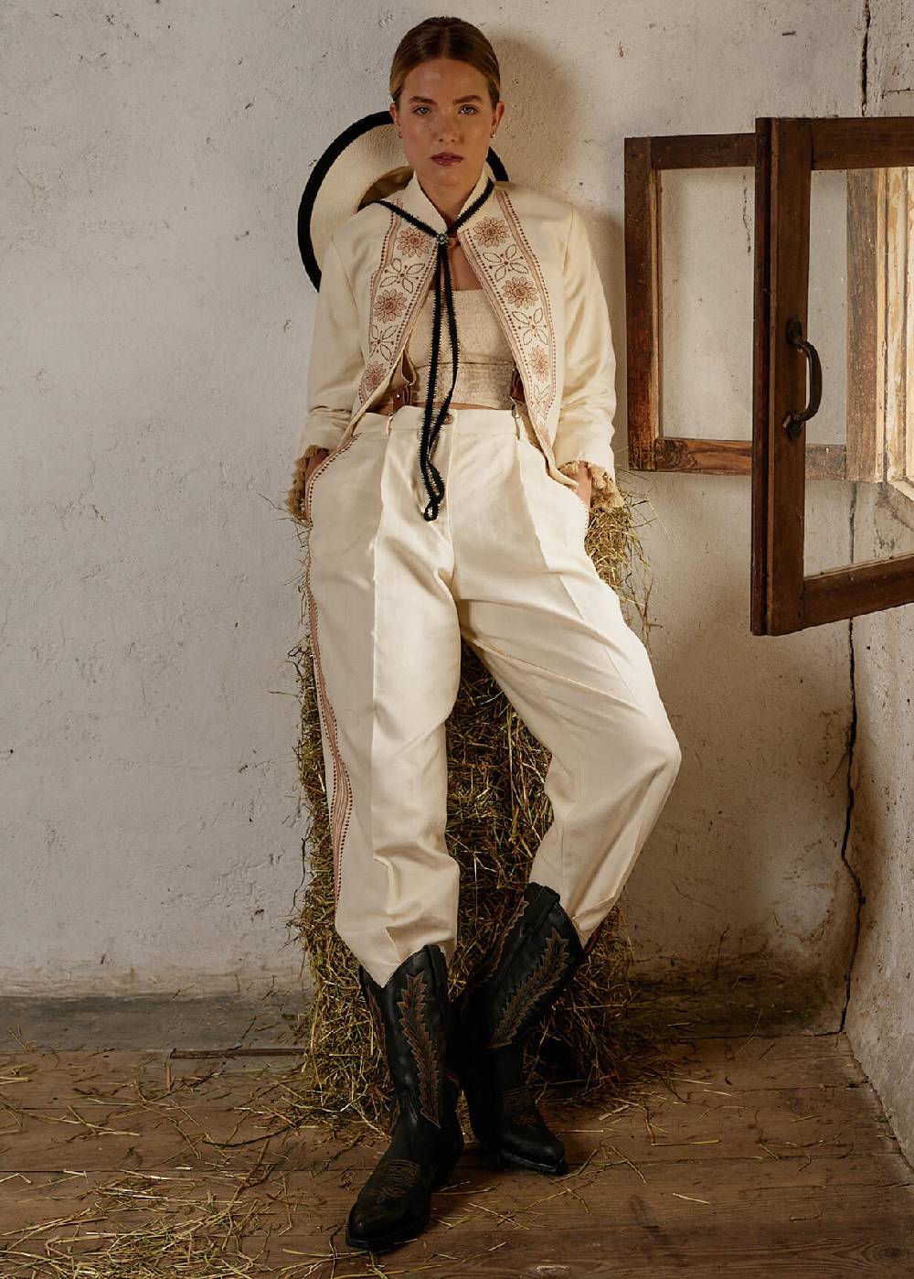 Luis Trenker Stivali da cowboy in pelle ricamata modello Lucamp