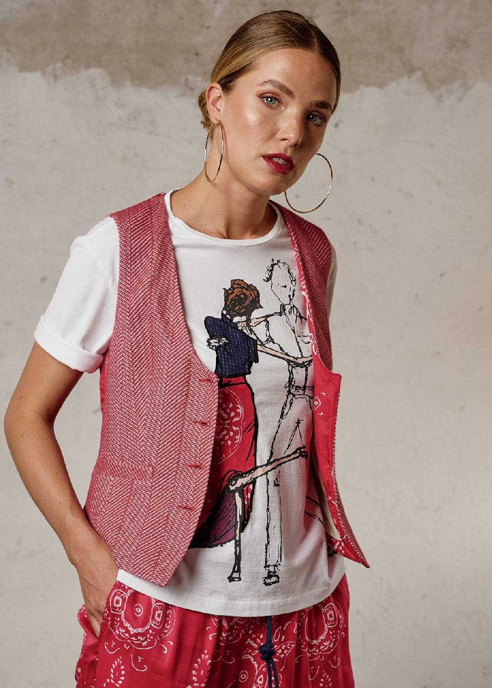 Luis Trenker T-shirt a maniche corte con motivo tango modello Lutara