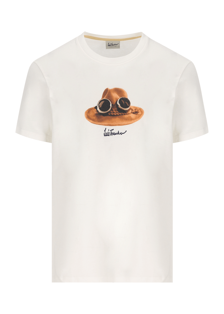 Luis Trenker T-shirt con grafica iconica raffigurante "Il Cappello"
