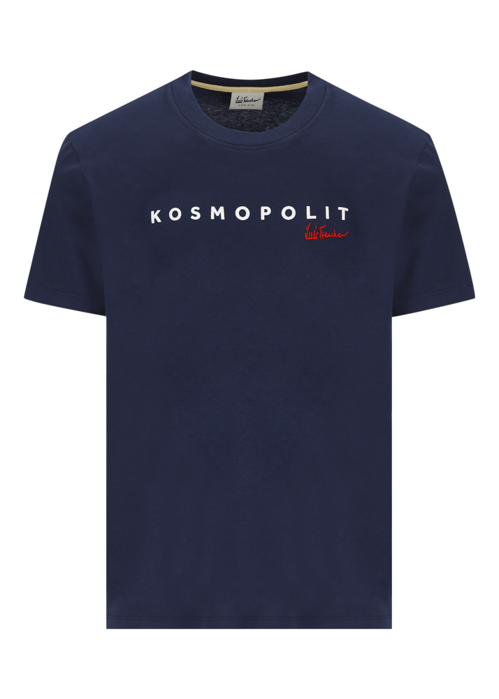 Luis Trenker T-shirt con logo ricamato e stampa "Kosmopolit"