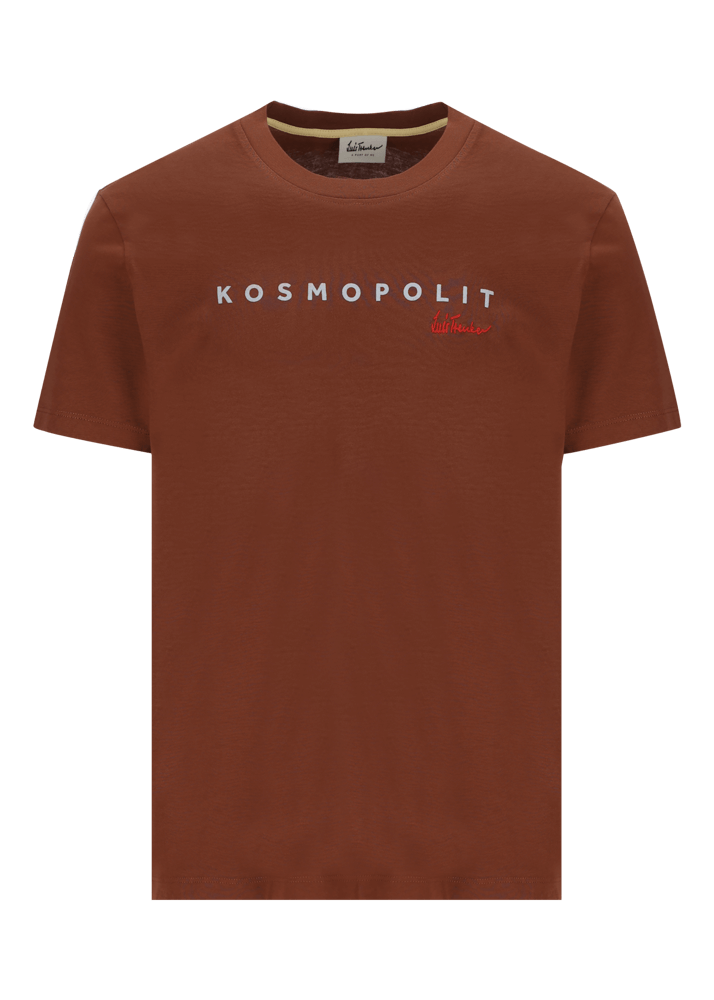 Luis Trenker T-shirt con logo ricamato e stampa "Kosmopolit"