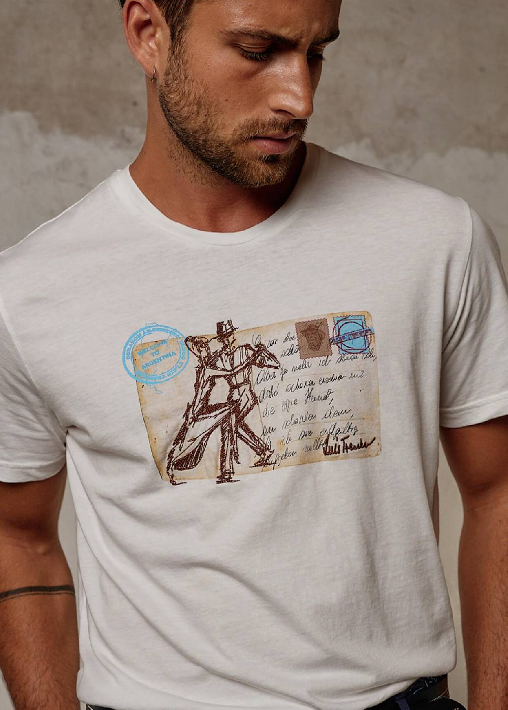 Luis Trenker T-shirt Con Motivo Cartolina Modello Luteris
