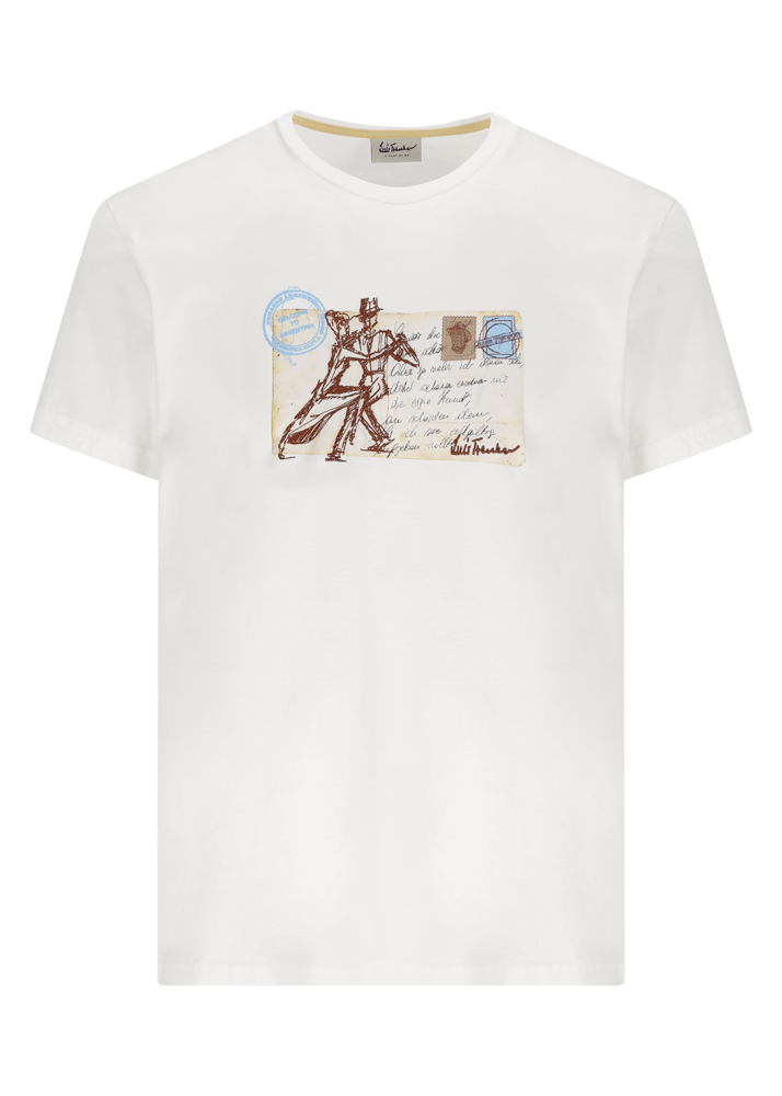 Luis Trenker T-shirt Con Motivo Cartolina Modello Luteris