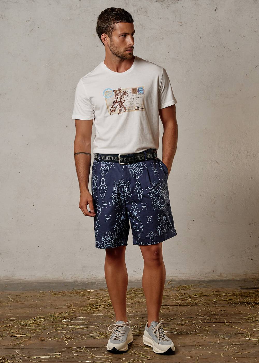 Luis Trenker T-shirt con motivo cartolina modello Luteris