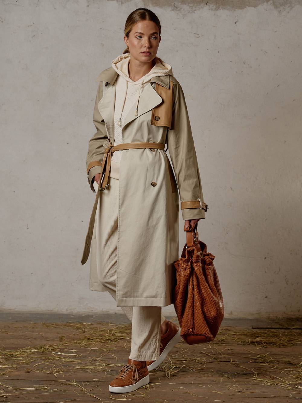 Luis Trenker Trench con dettagli in pelle modello Ludamiana