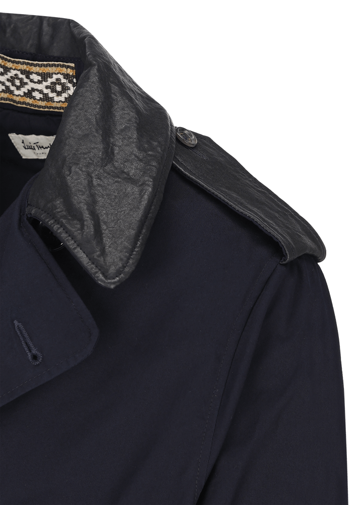 Luis Trenker Trench Con Dettagli In Pelle Modello Lufelipe