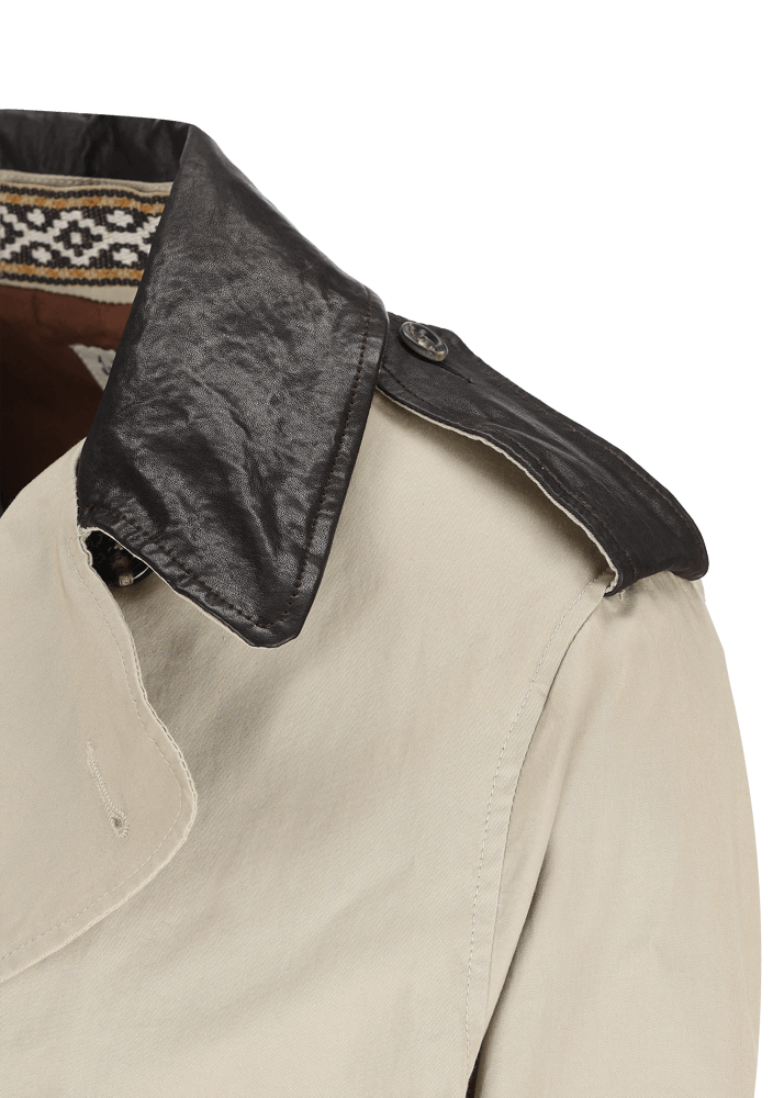 Luis Trenker Trench Con Dettagli In Pelle Modello Lufelipe