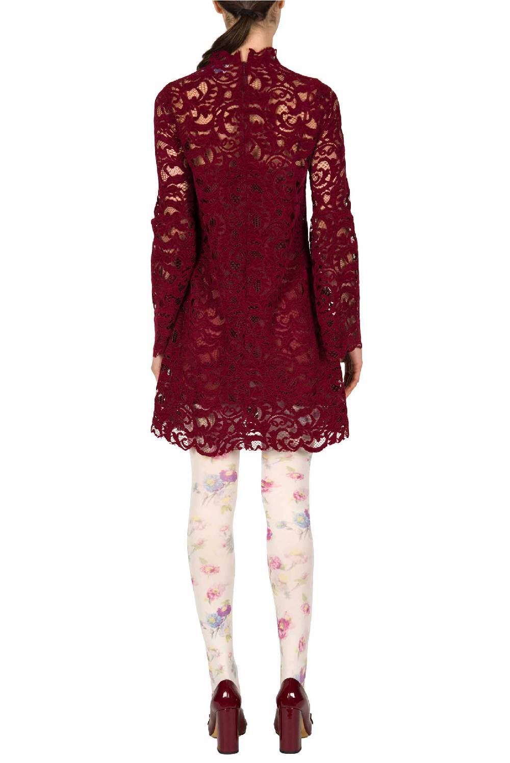 Luisa Beccaria Abito A Maniche Larghe In Pizzo Di Velluto