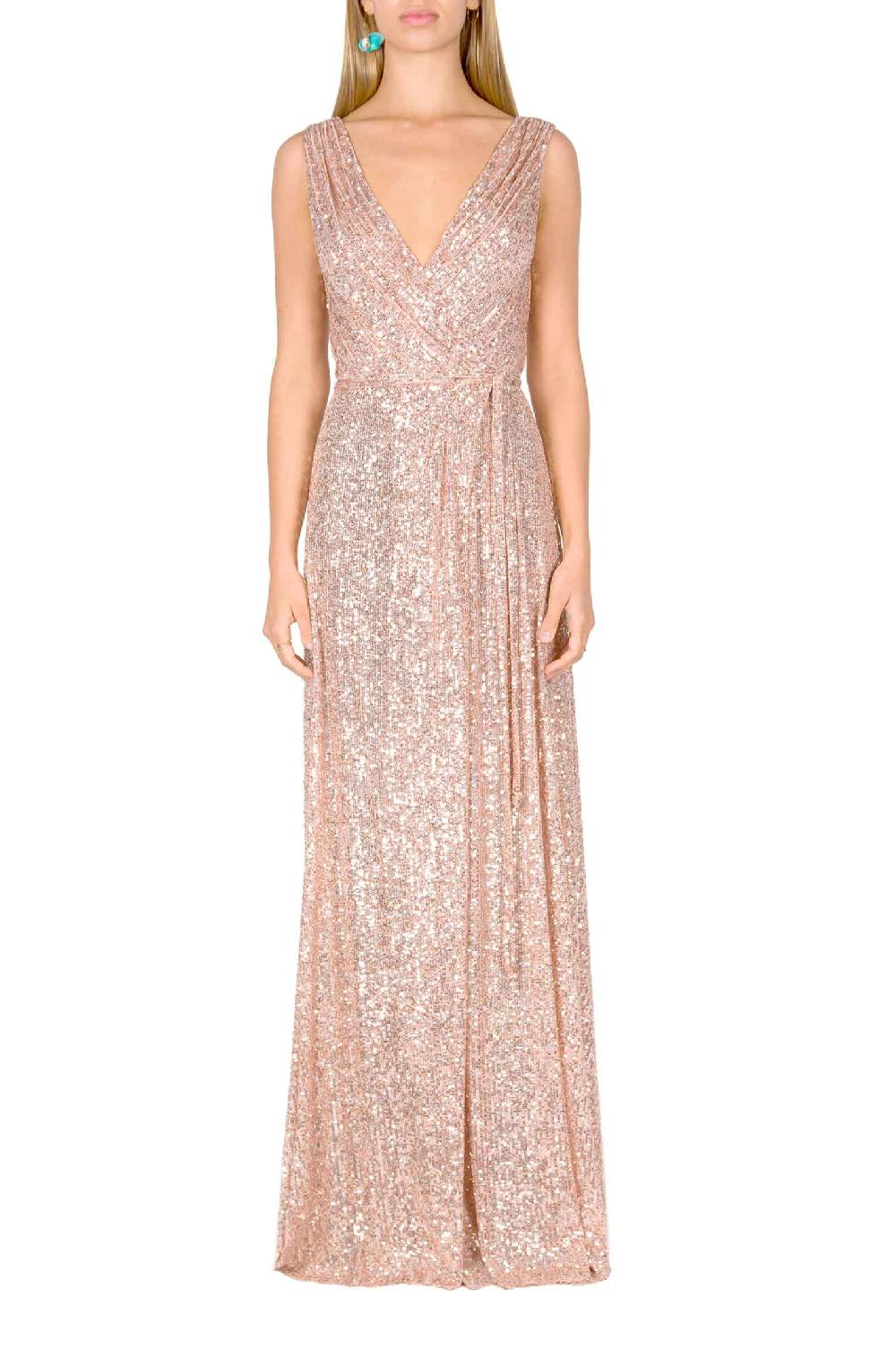 Luisa Beccaria Abito A Portafoglio Con Paillettes Rosa