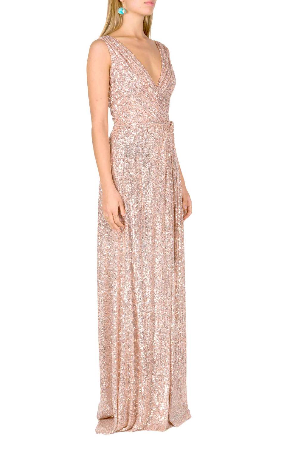 Luisa Beccaria Abito A Portafoglio Con Paillettes Rosa