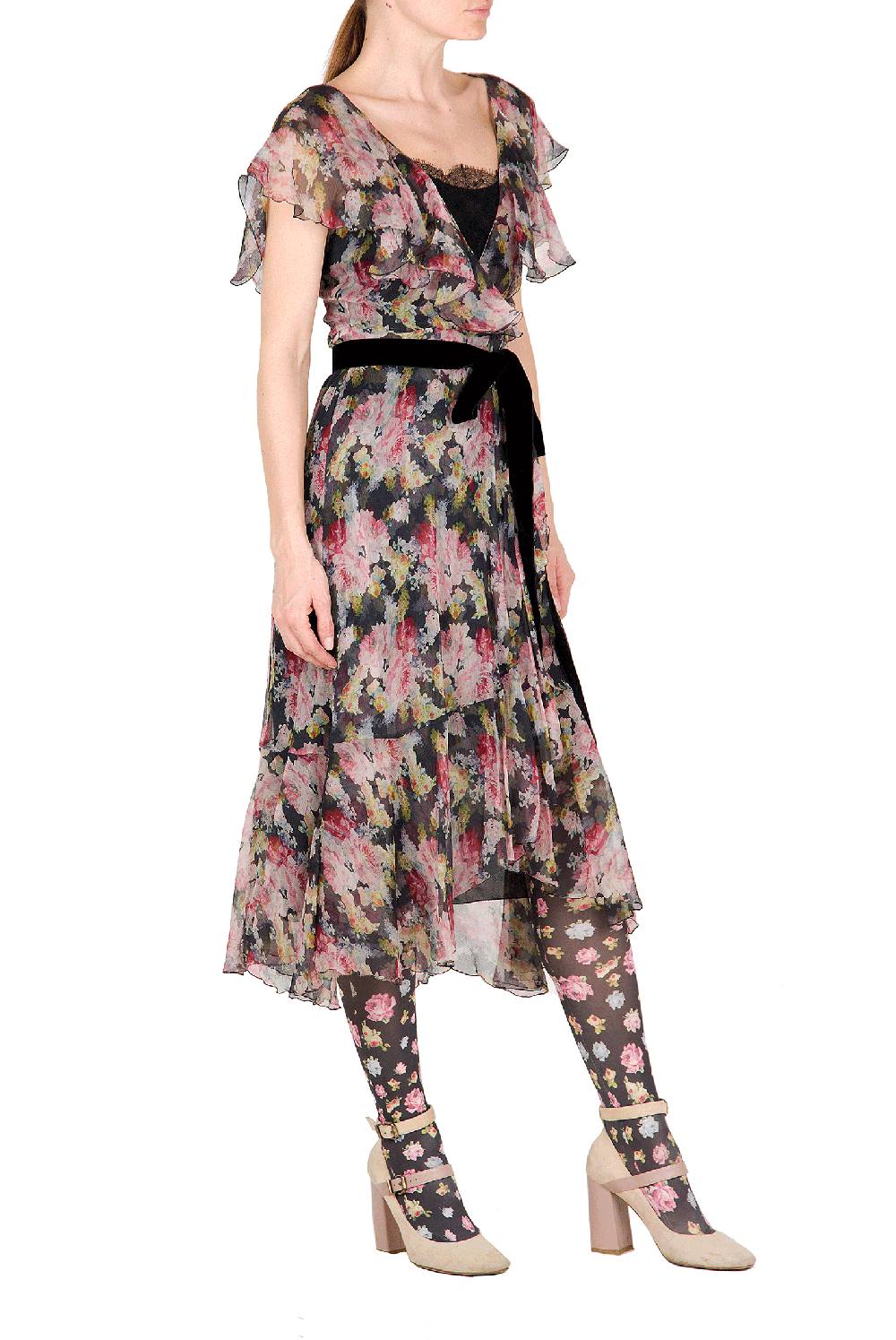 Luisa Beccaria Abito A Portafoglio In Chiffon Floreale