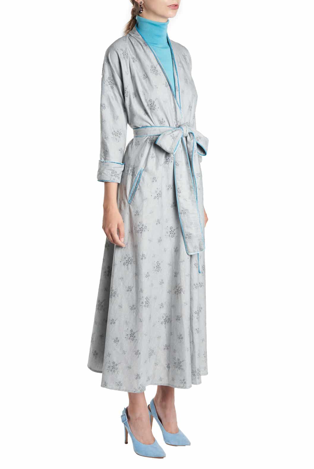 Luisa Beccaria Abito A Portafoglio In Cotone Ricamato Luisa