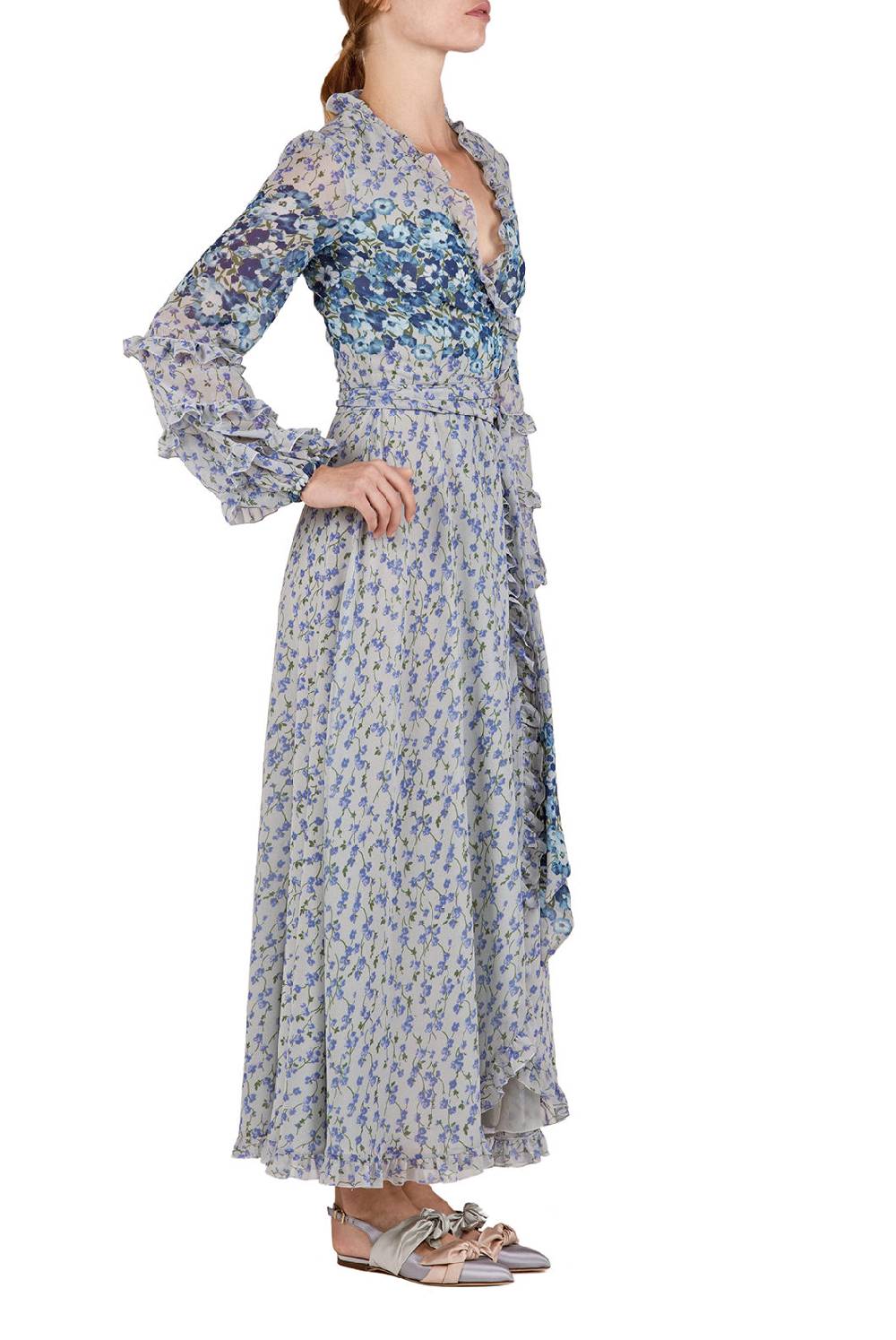 Luisa Beccaria Abito A Portafoglio In Georgette Floreale