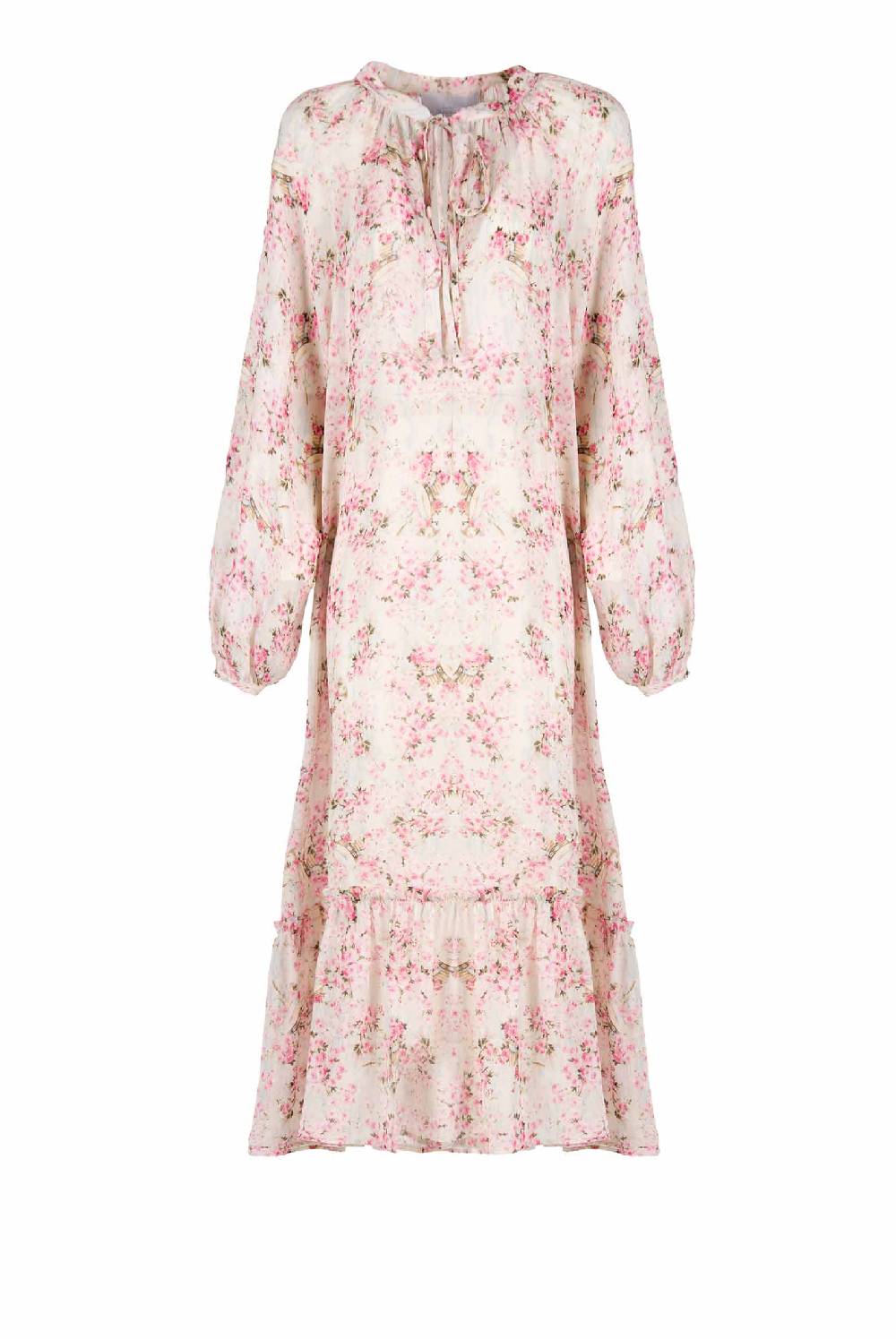 Luisa Beccaria Abito ampio raglan con stampa boccioli di rosa