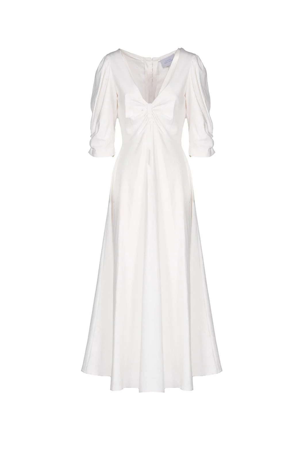 Luisa Beccaria Abito Anna In Lino Bianco Elasticizzato