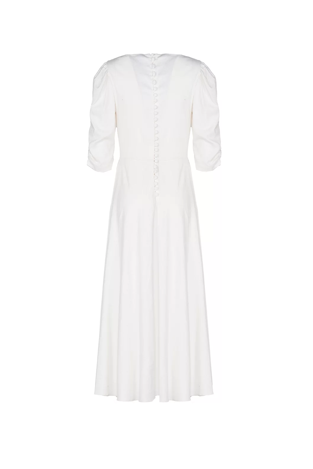 Luisa Beccaria Abito Anna In Lino Bianco Elasticizzato