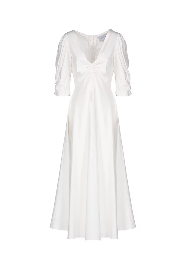 Luisa Beccaria Abito Anna in lino bianco elasticizzato