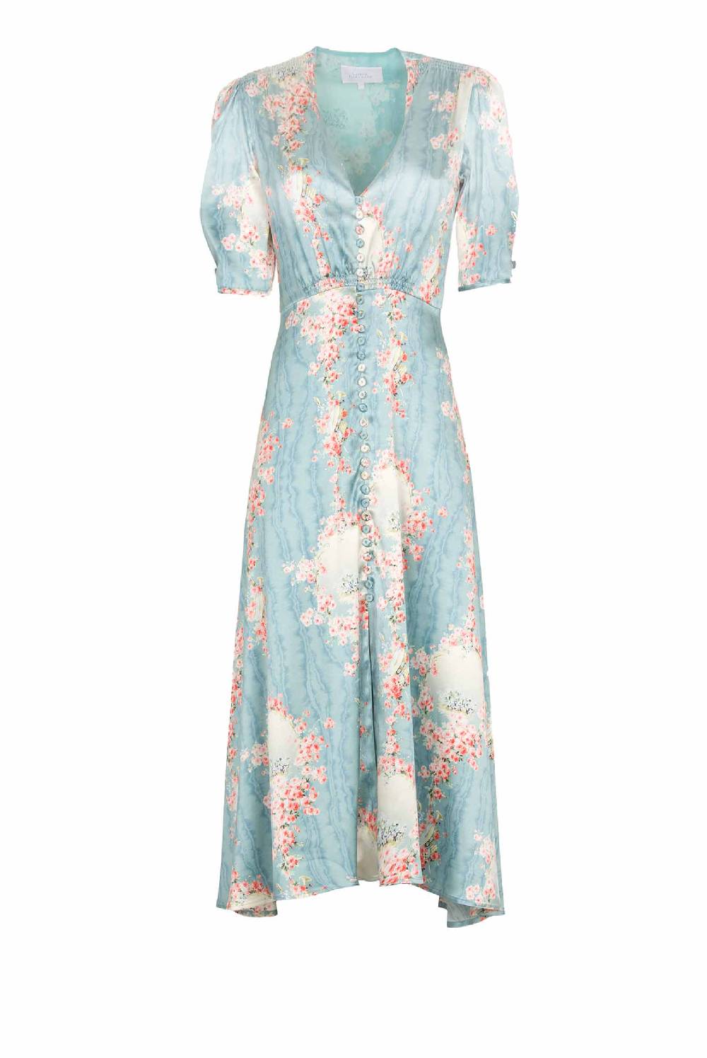 Luisa Beccaria Abito Bottoncino Con Cerchio Di Rose In Raso