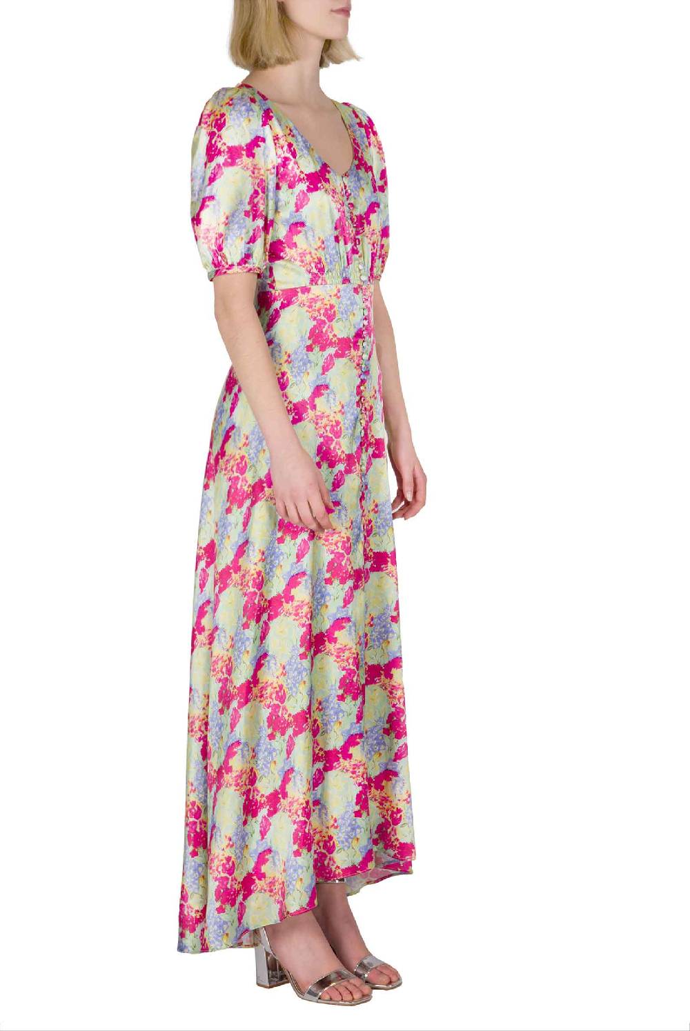 Luisa Beccaria Abito Bottoncino Con Collo Tondo A Fiori Astratti