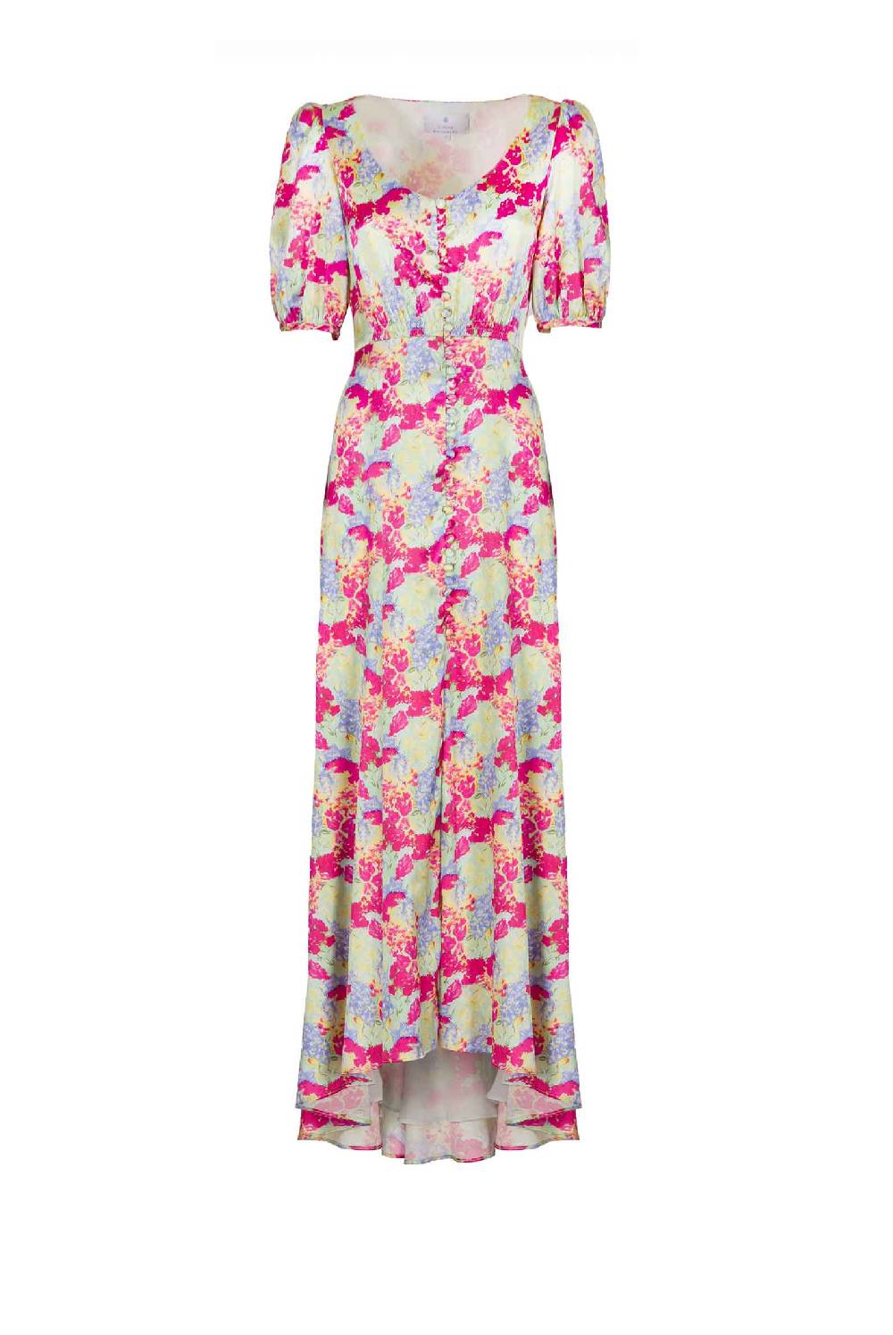 Luisa Beccaria Abito Bottoncino Con Collo Tondo a Fiori Astratti