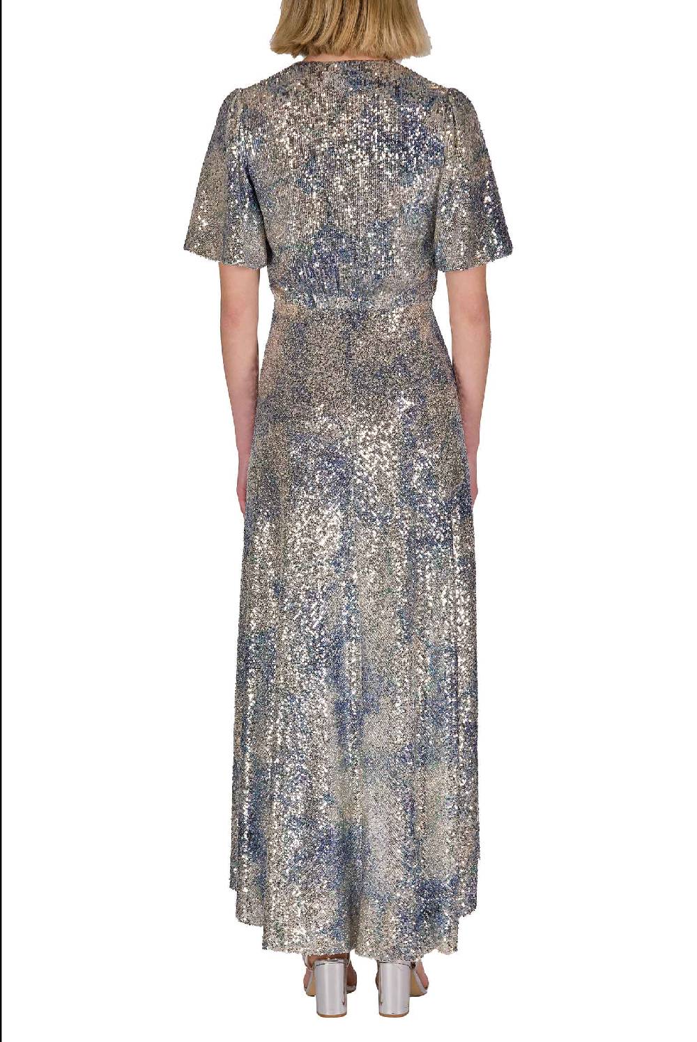 Luisa Beccaria Abito Bottoncino Con Paillettes Marmorizzate