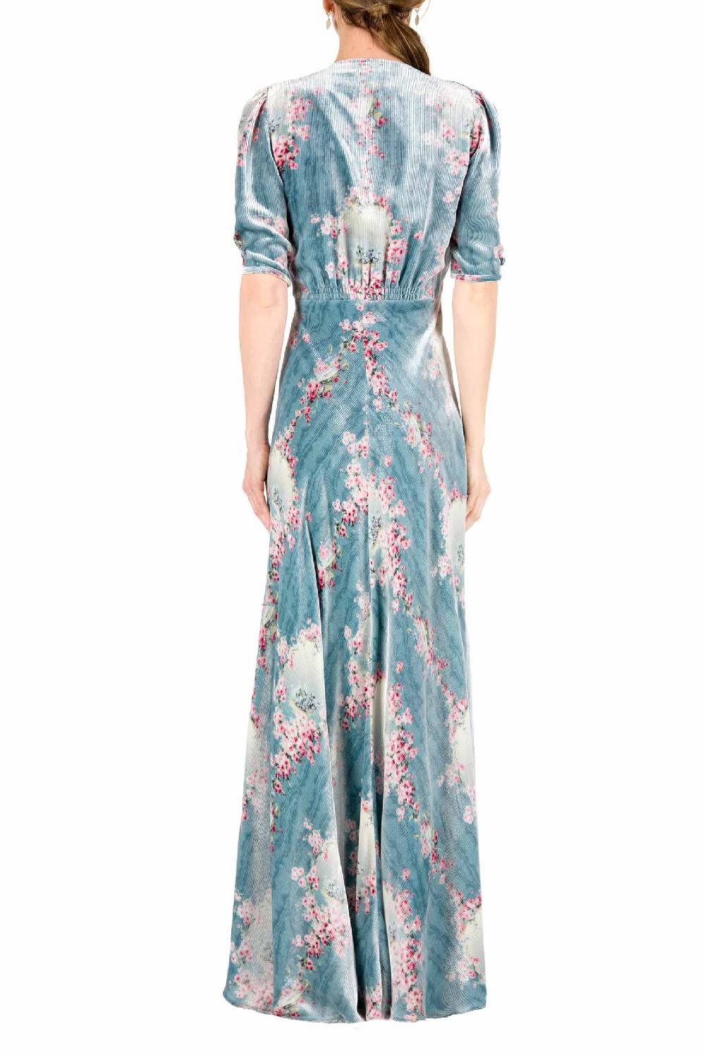 Luisa Beccaria Abito Bottoncino Devorè Cerchio Di Rose