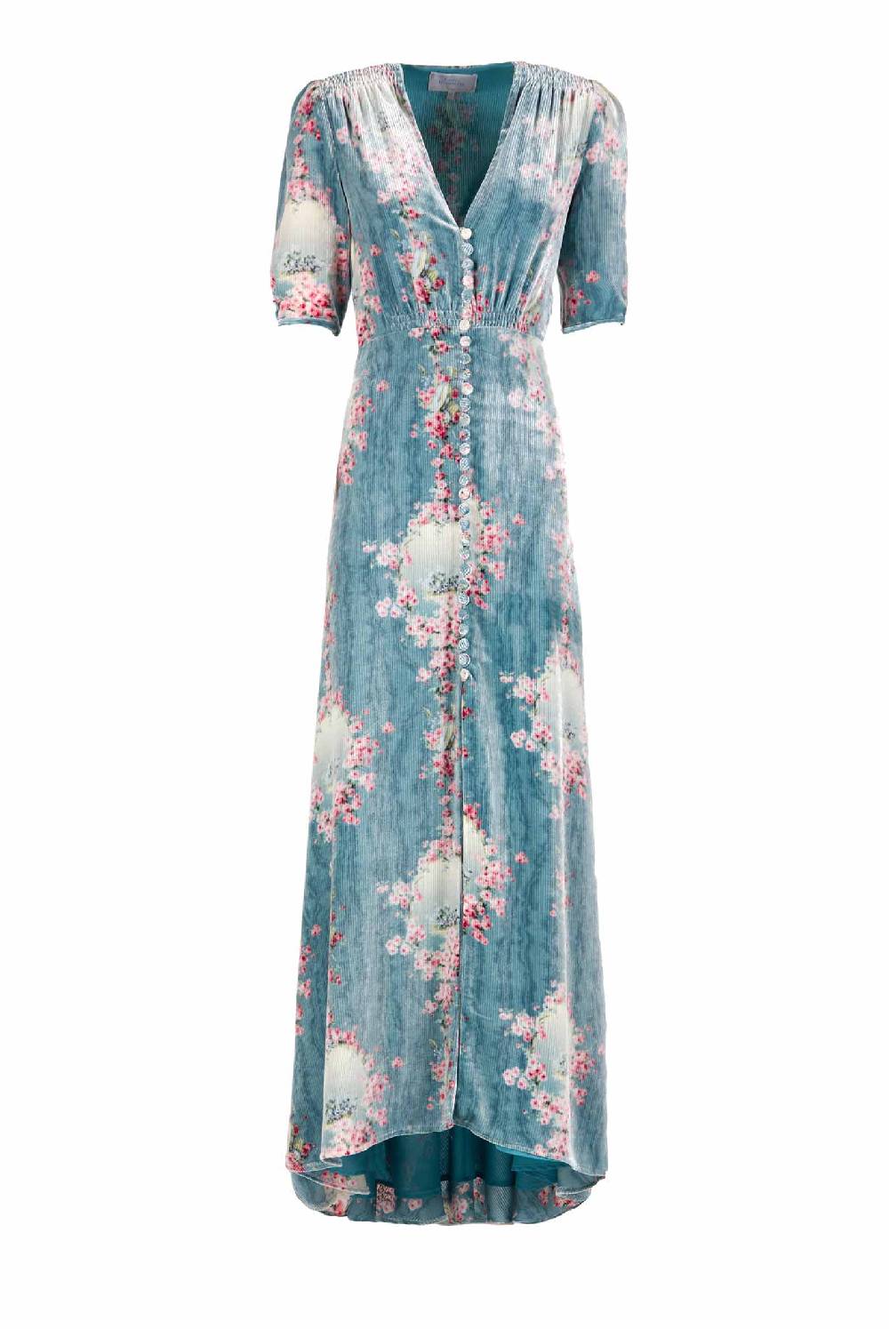 Luisa Beccaria Abito Bottoncino Devorè Cerchio Di Rose