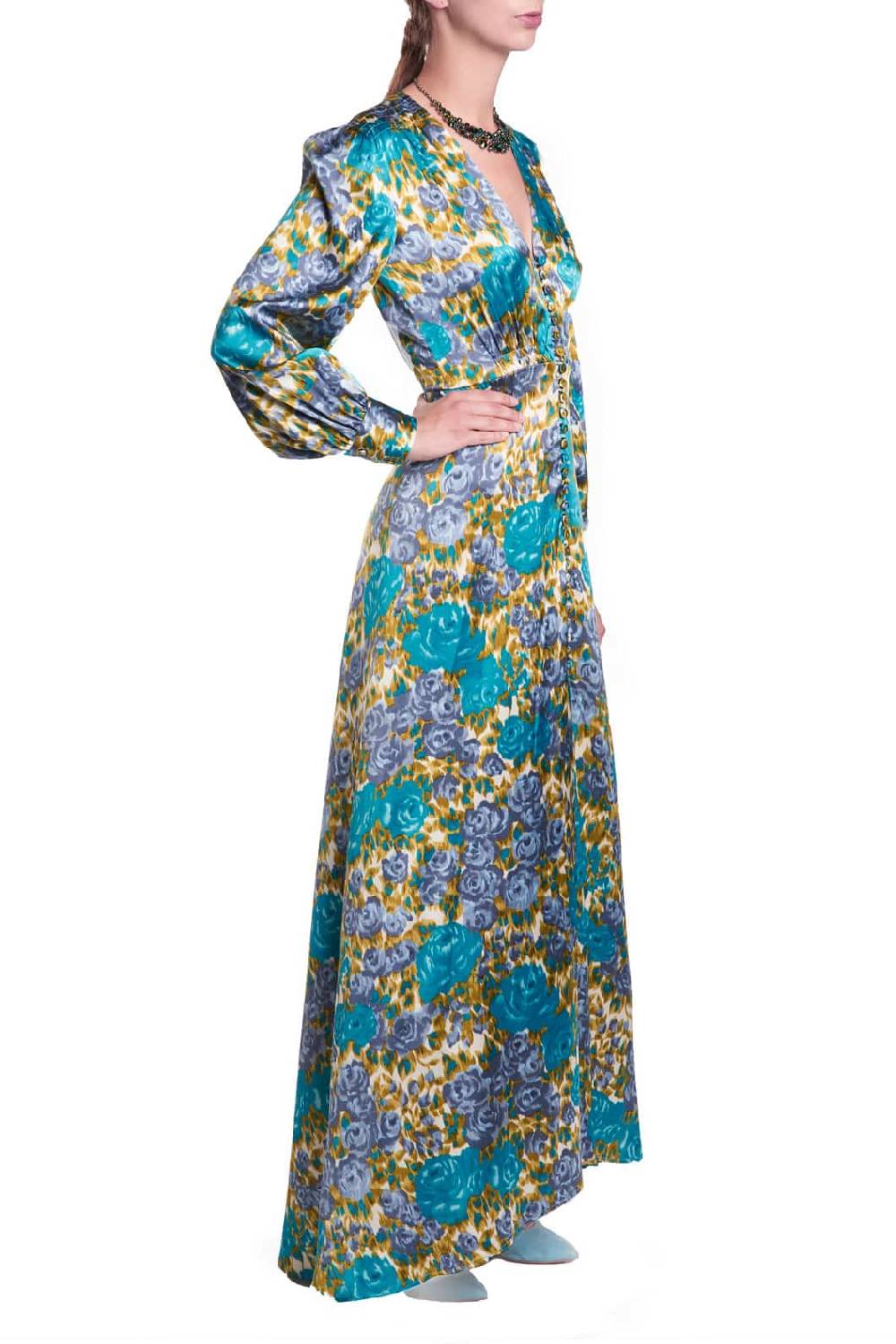 Luisa Beccaria Abito Bottoncino Elasticizzato Stampato