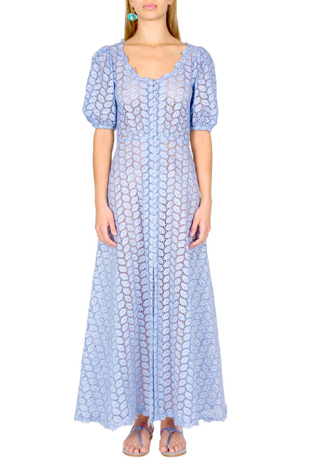 Luisa Beccaria Abito Bottoncino In Broderie Anglaise