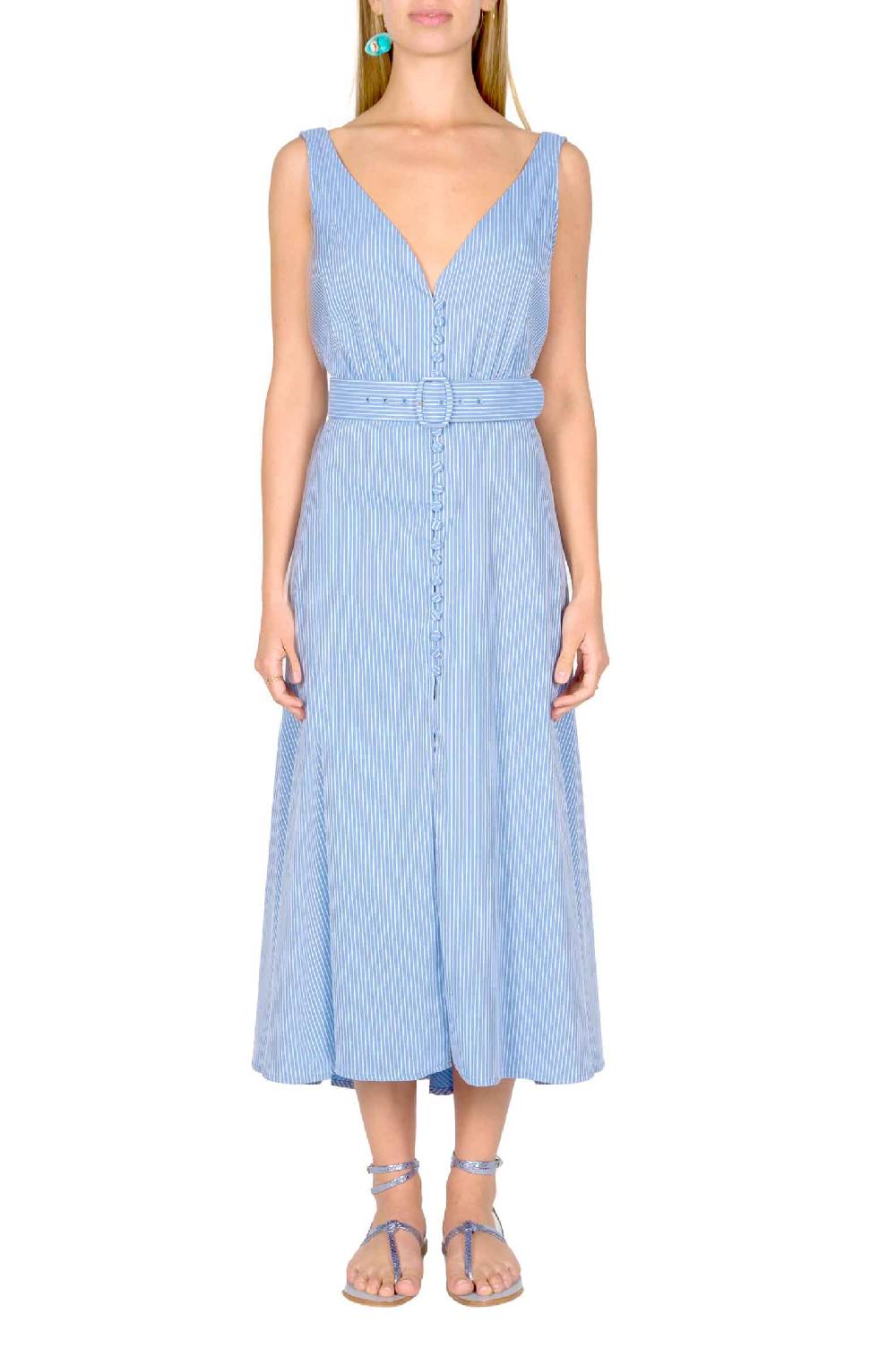 Luisa Beccaria Abito Bottoncino Senza Maniche A Righe