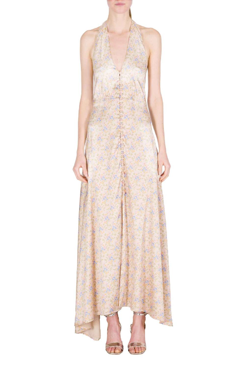 Luisa Beccaria Abito Bottoncino Senza Maniche Blooming Mirage