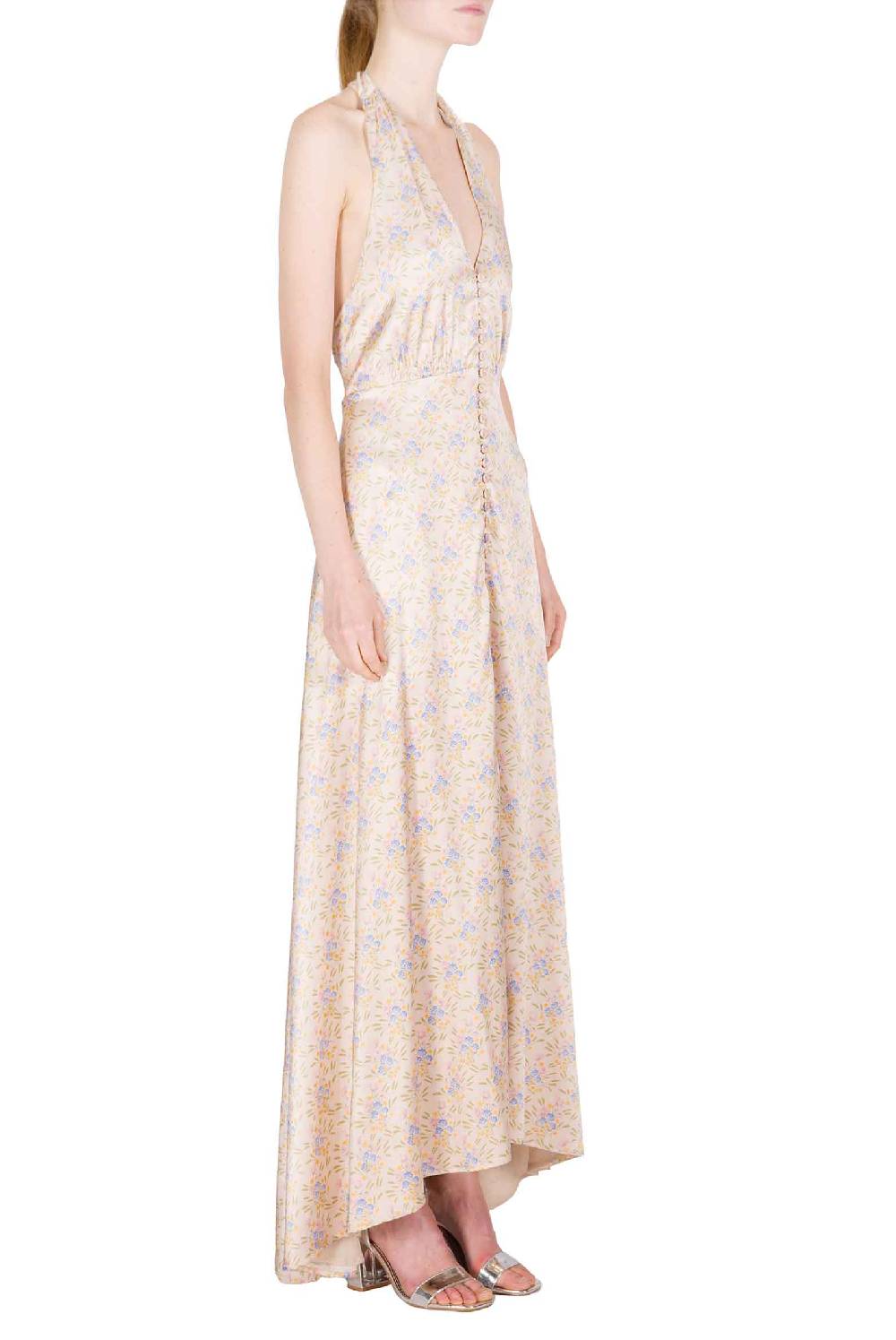 Luisa Beccaria Abito Bottoncino Senza Maniche Blooming Mirage