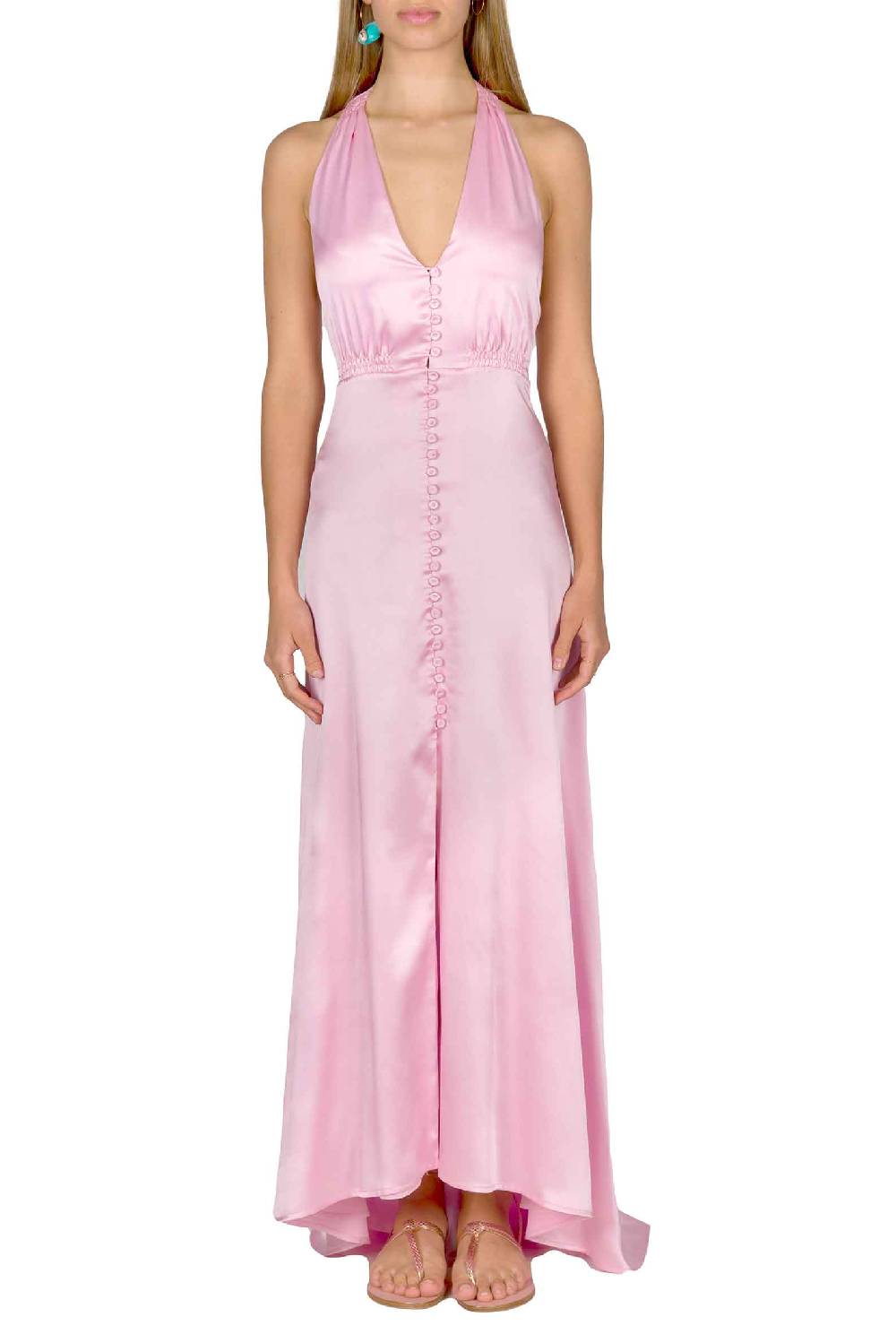 Luisa Beccaria Abito Bottoncino Senza Maniche In Raso