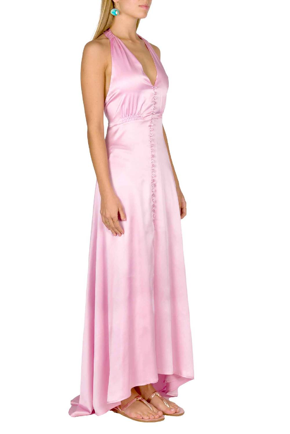 Luisa Beccaria Abito Bottoncino Senza Maniche In Raso