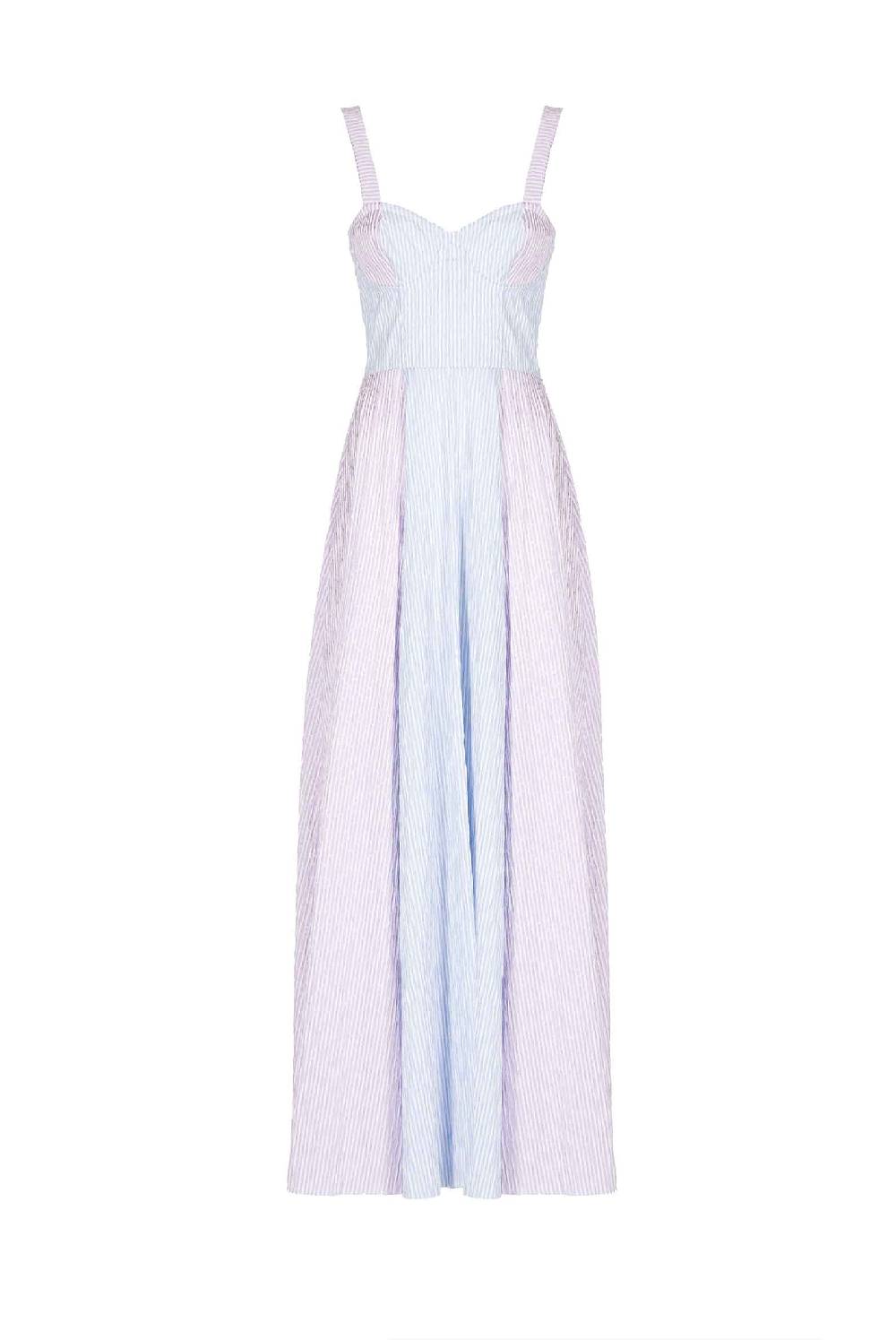 Luisa Beccaria Abito bustier in cotone con spalline a righe bicolori