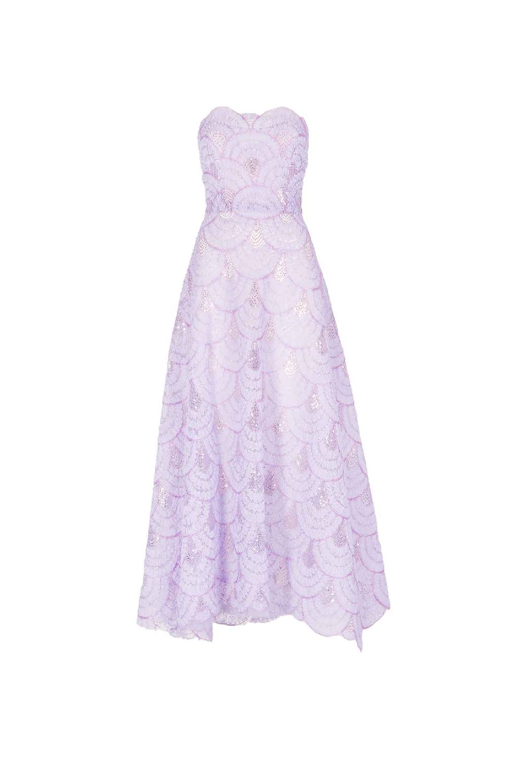 Luisa Beccaria Abito bustier midi in tulle con paillettes