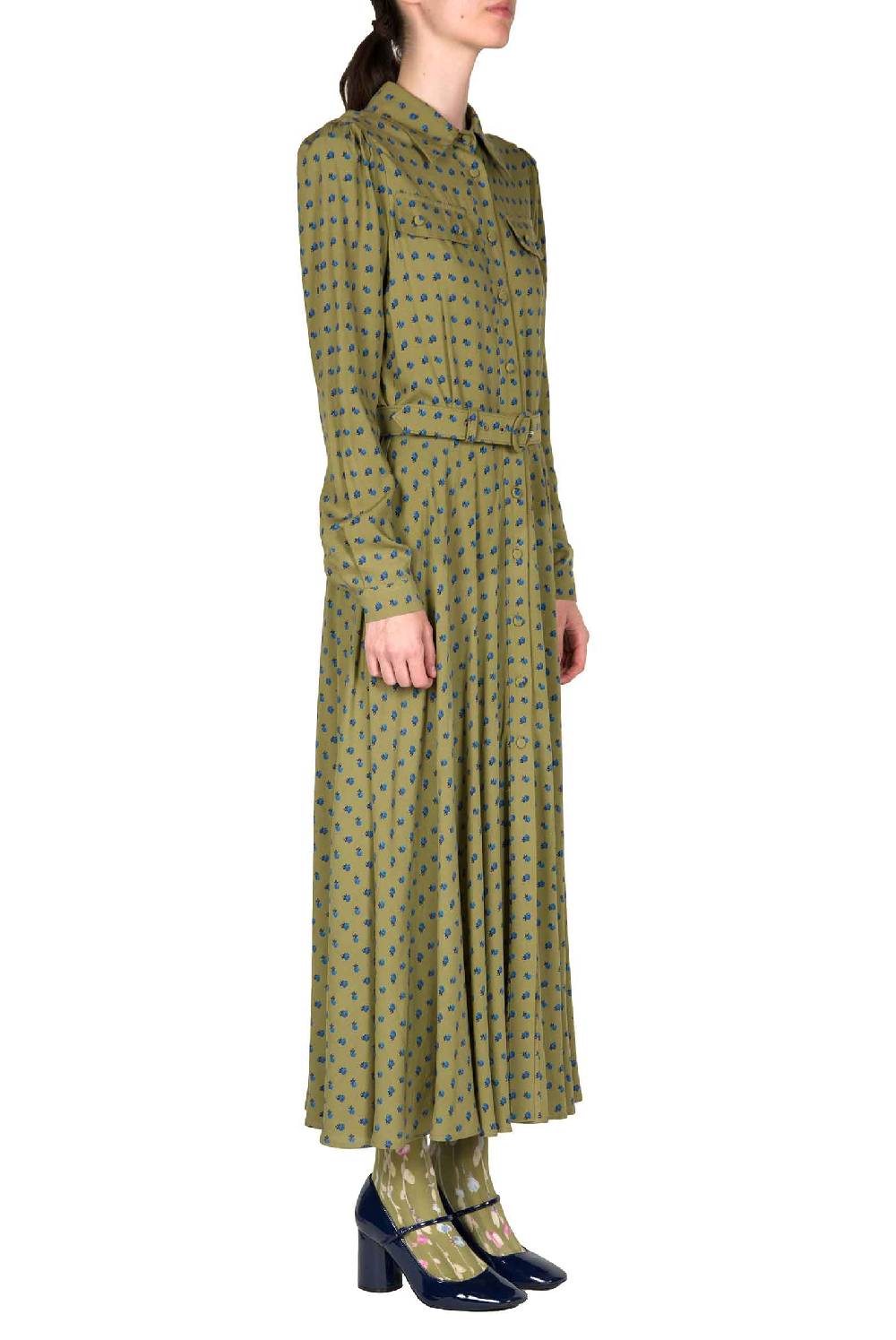 Luisa Beccaria Abito Chemisier Con Stampa Boccioli Vintage