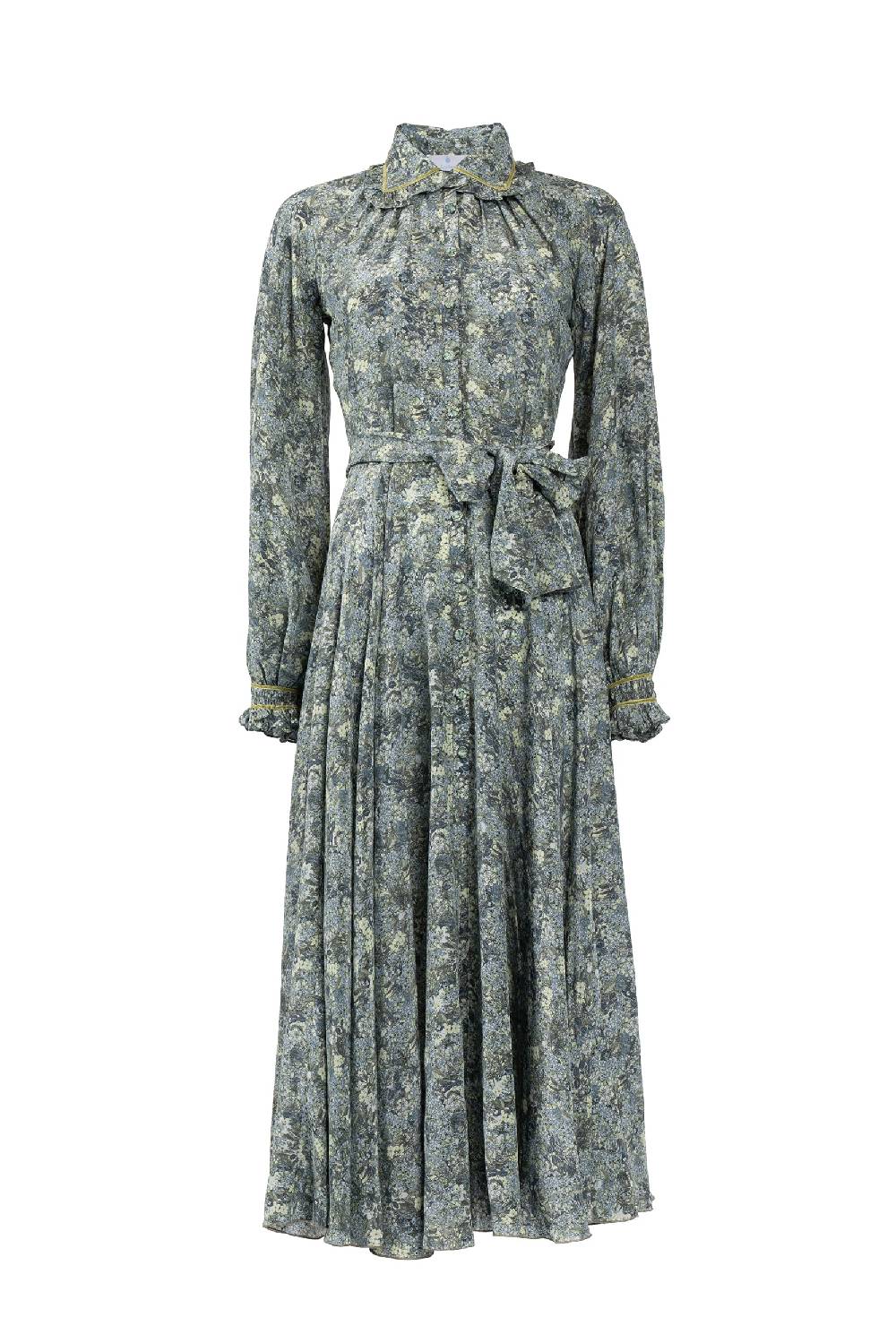 Luisa Beccaria Abito Chemisier in crepe de chine a micro fiori