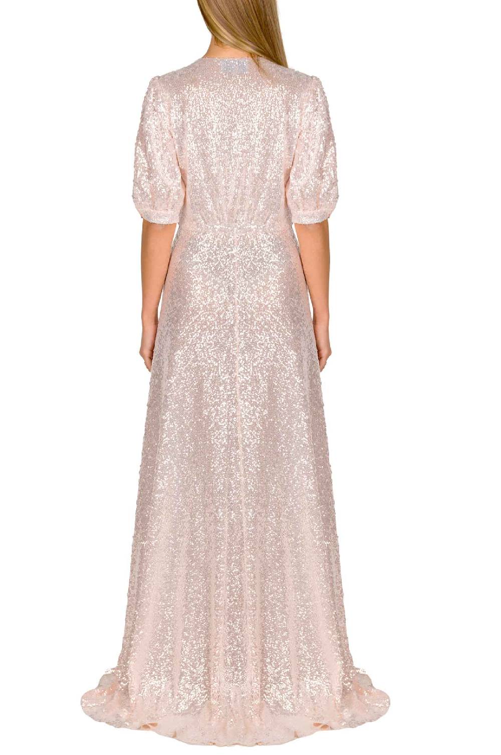 Luisa Beccaria Abito Con Bottoni In Paillettes Rosa