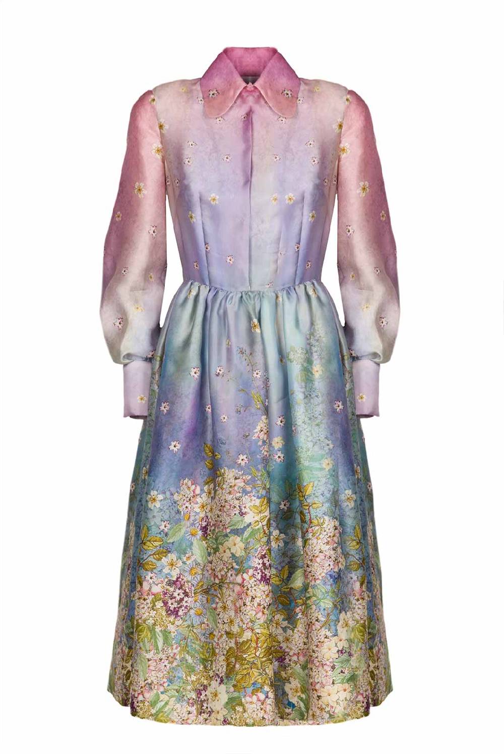 Luisa Beccaria Abito con fiocco in organza di seta con stampa floreale