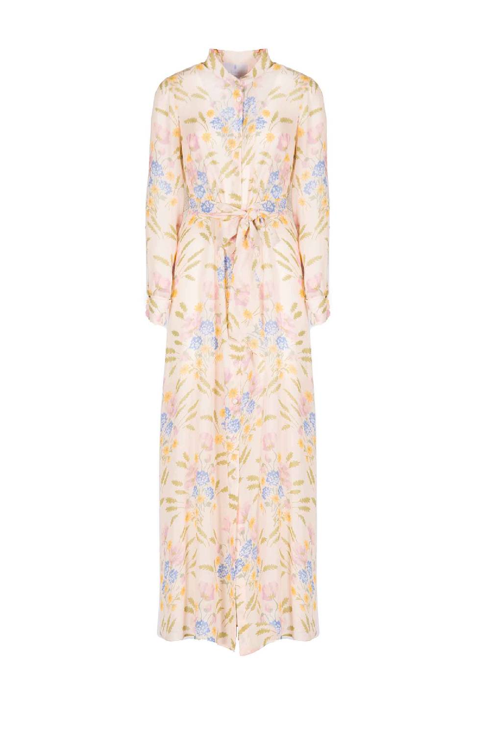 Luisa Beccaria Abito con fusciacca in georgette stampato in macro Blooming Mirage