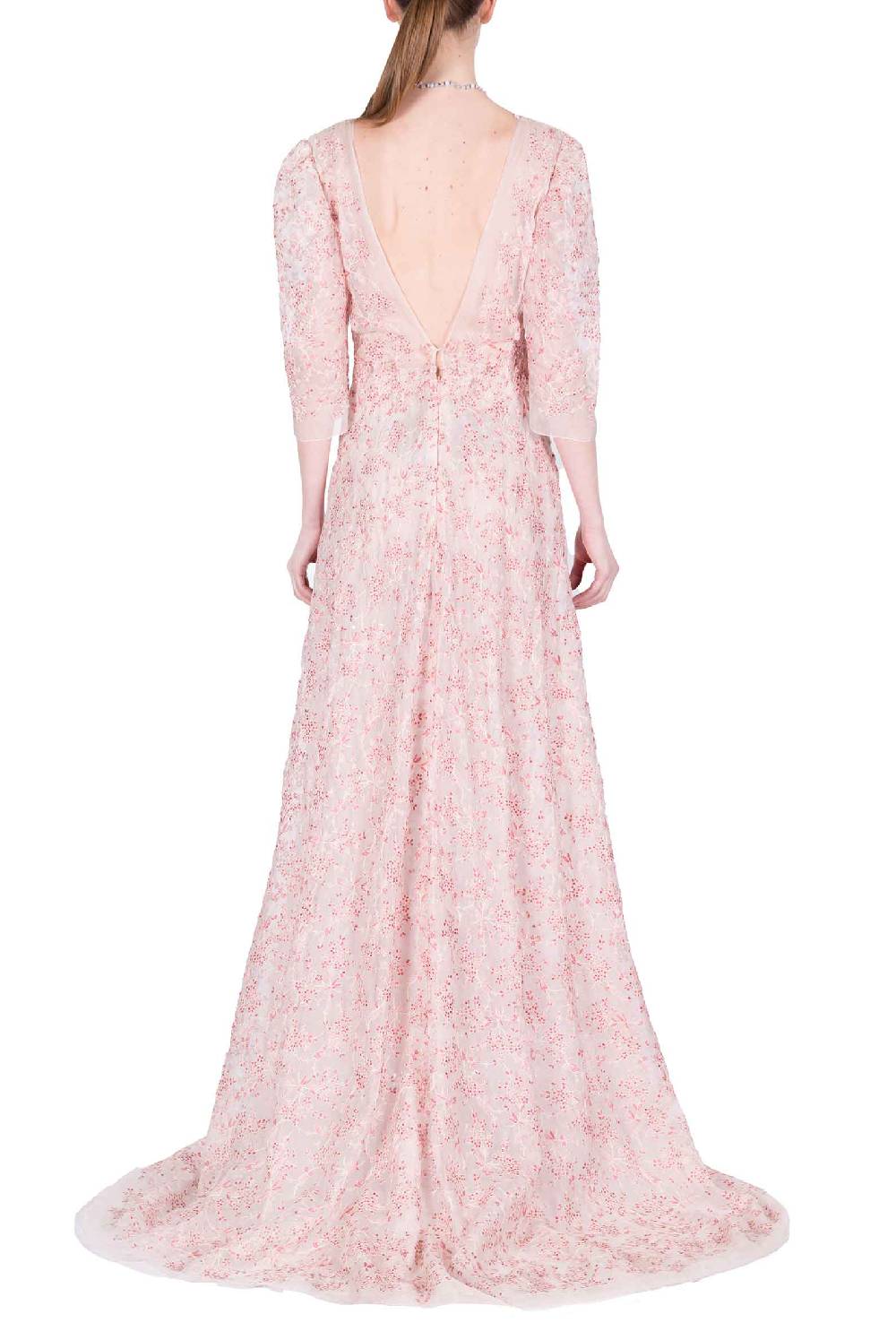 Luisa Beccaria Abito Con Scollo A V Ricamato Floreale