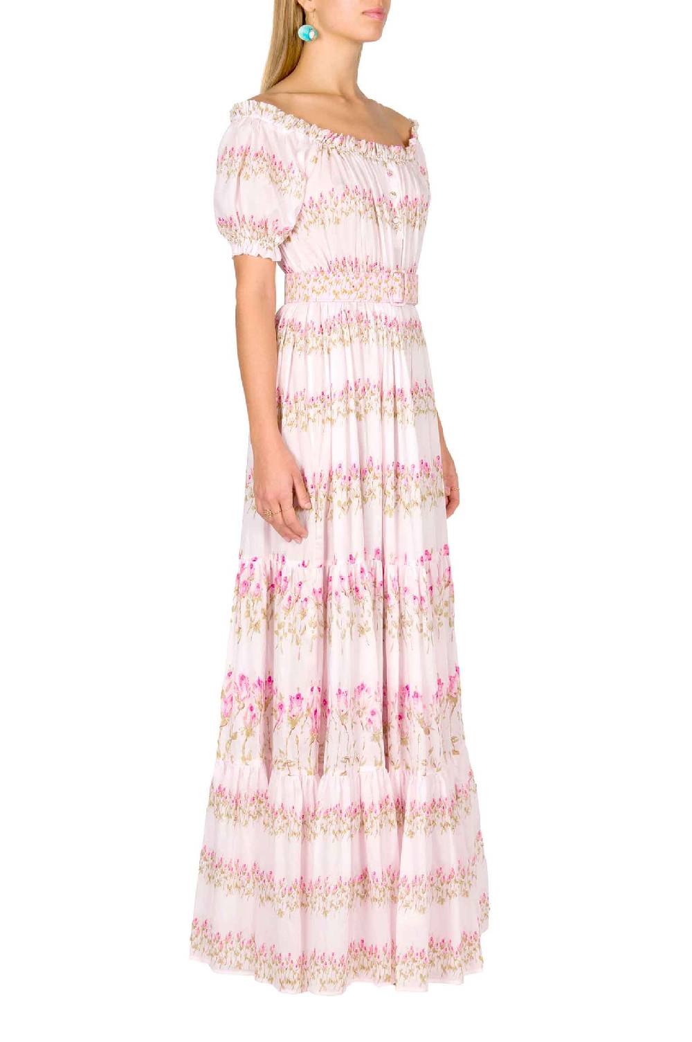 Luisa Beccaria Abito Con Spalle Scoperte A Righe Fiorite