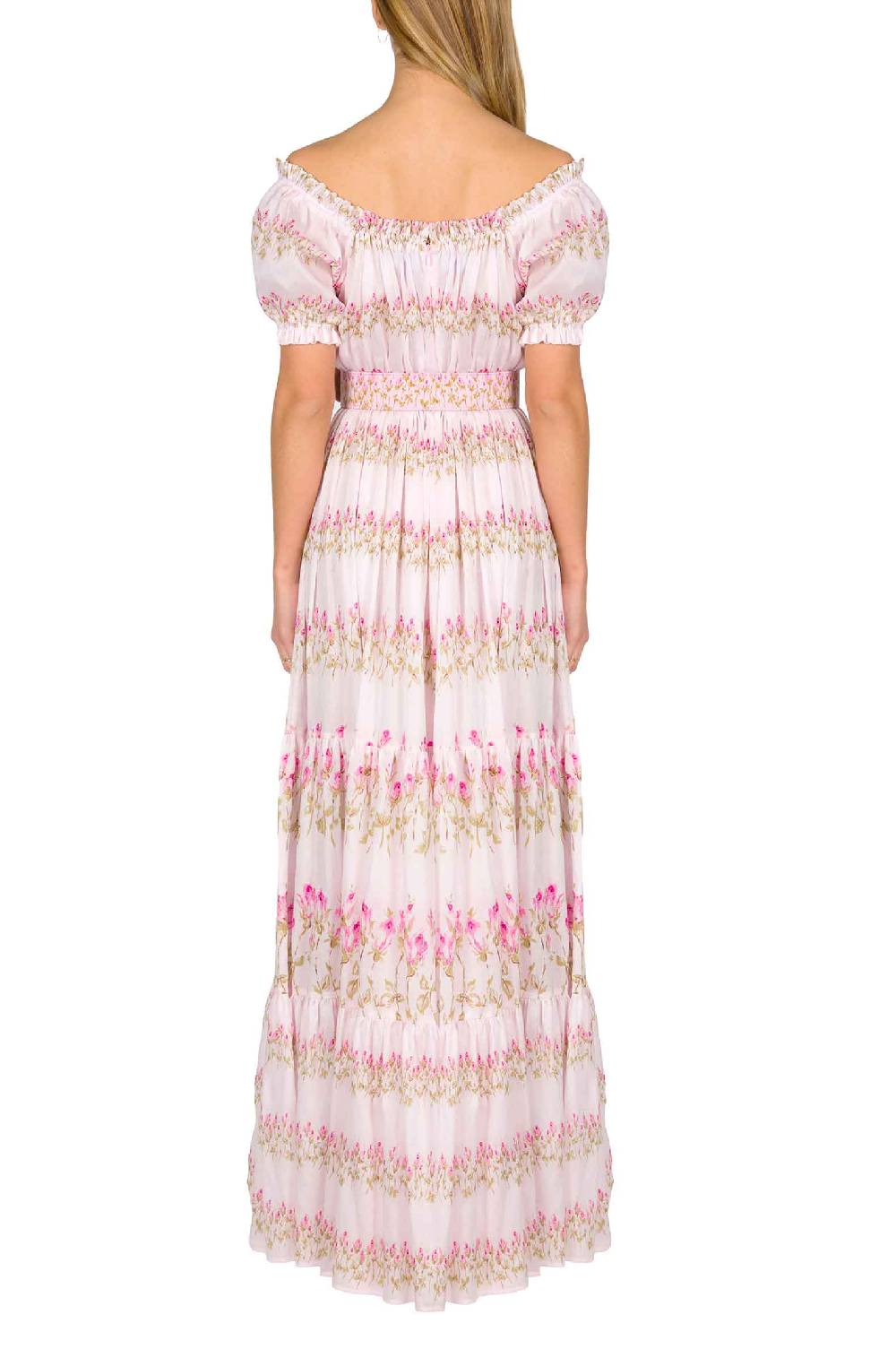 Luisa Beccaria Abito Con Spalle Scoperte A Righe Fiorite