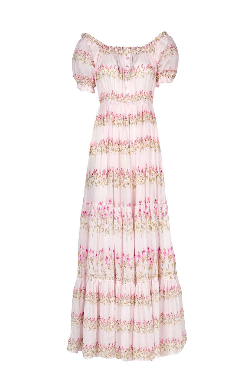 Luisa Beccaria Abito con spalle scoperte a righe fiorite