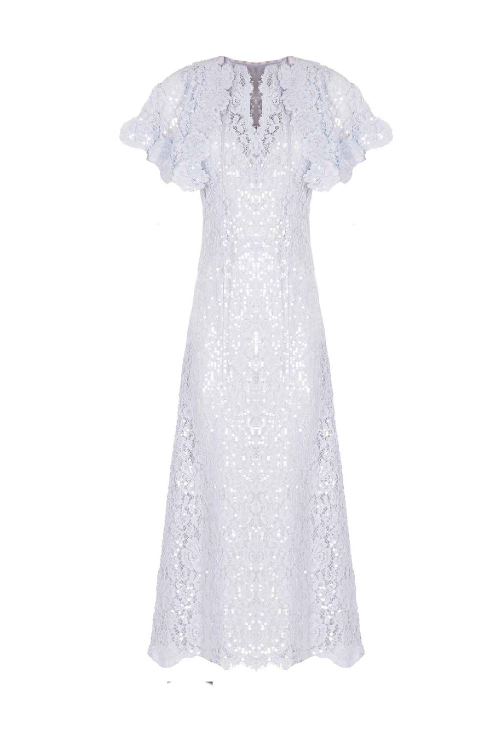 Luisa Beccaria Abito corto a mantella in pizzo con paillettes