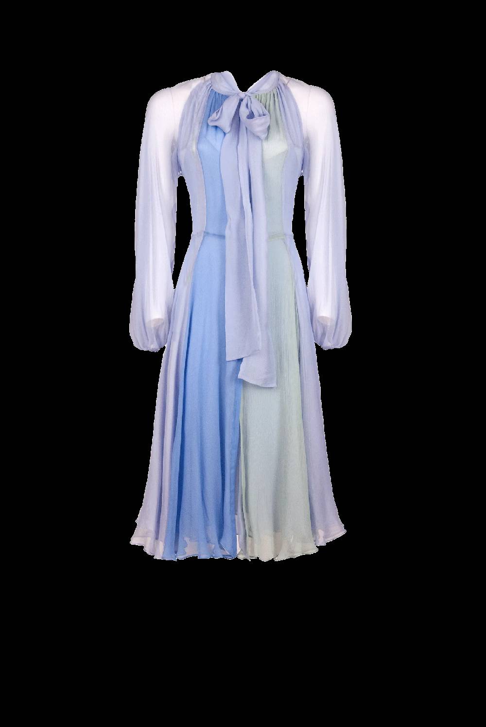 Luisa Beccaria Abito Corto In Chiffon Tricolore Con Fiocco