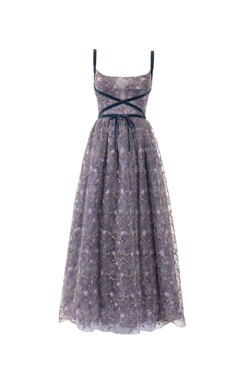 Luisa Beccaria Abito da sera con tulle floreale ricamato