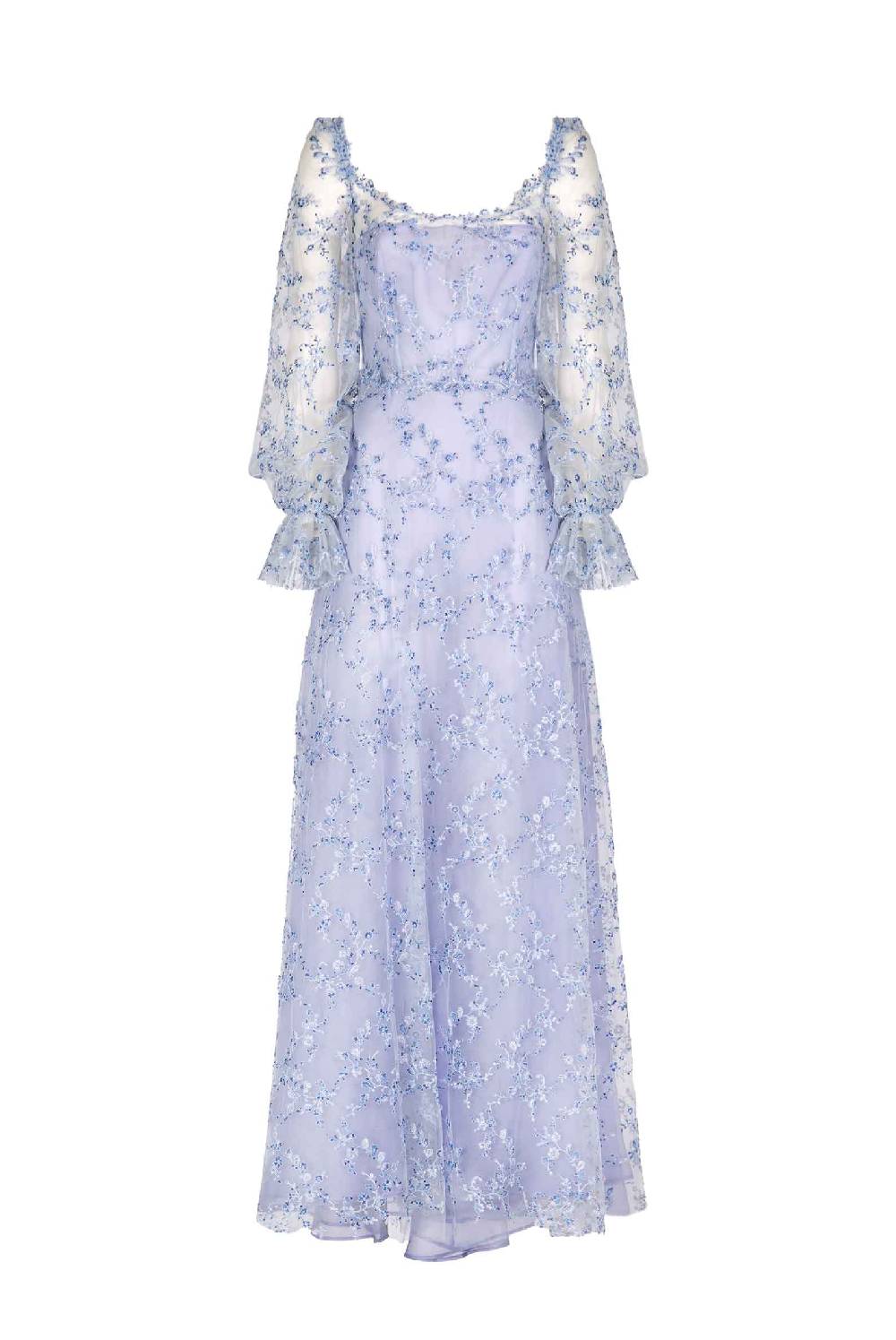 Luisa Beccaria Abito da sera in tulle blu con ricami